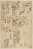 K II 012
<br/>
Architectonische schetsen
<br/>
<em>Anoniem It, Rome (16de eeuw)</em>